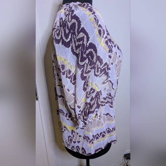 Marie Oliver Women's silk Blouse Top Abstract Print Gauzy Size S Summer Classic - Picture 4 of 8